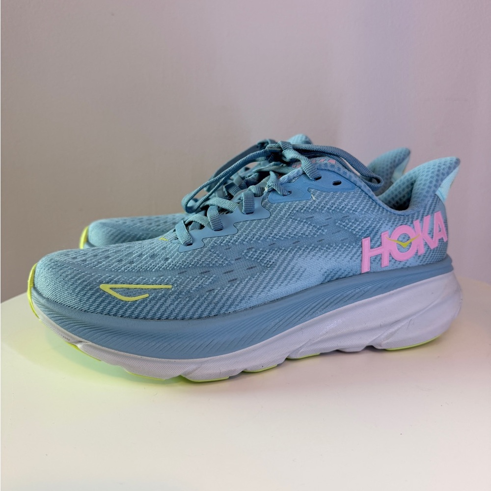 Hoka Sky Blue and Pink Running Shoes